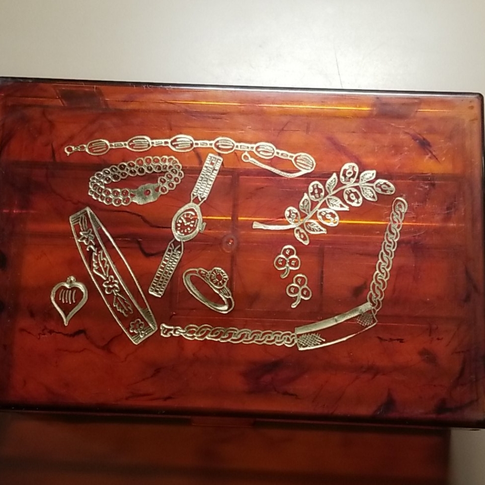 Vintage Plastic Tortoise Jewerly box w/ tray